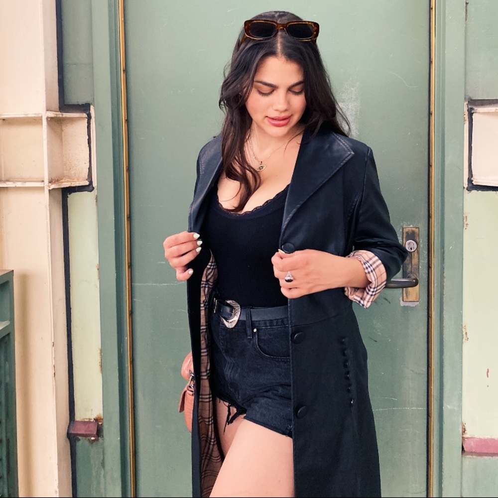 Faux Leather Trench Coat